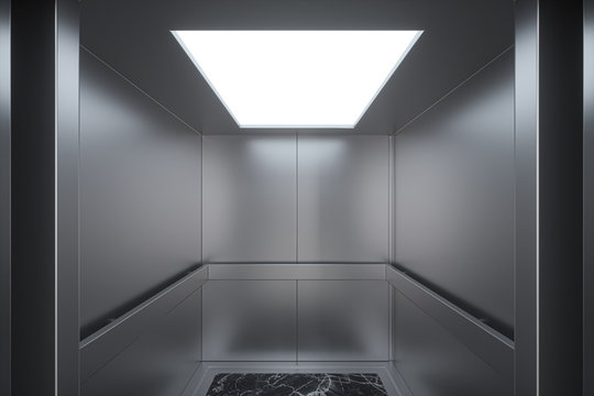 The elevator in the corridor, 3d rendering.