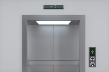 The elevator in the corridor, 3d rendering. © Vink Fan