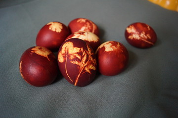painted Easter eggs. handmade, old recipe red
