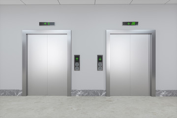 The elevator in the corridor, 3d rendering.