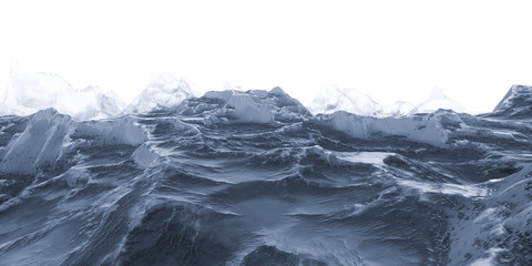 China ink painting style of mountains, 3d rendering.