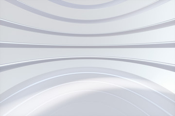 Bright round sci-fi shape room, 3d rendering.