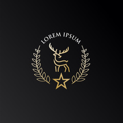 gold, luxury, simple, deer logo. modern icon, template design