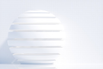 Bright round sci-fi shape room, 3d rendering.