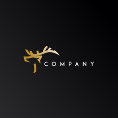gold, luxury, simple, deer logo. modern icon, template design