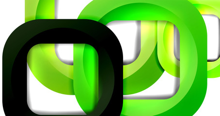 Square geometric vector abstract background, dynamic modern minimal template. Multicolored square shapes with round corners overlapping each other