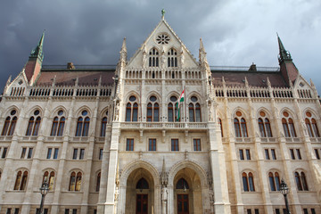 Fototapeta na wymiar Famous building of Hungarian Parliament in Budapest.