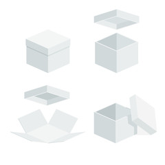 Set of white empty box on white background. Vector illustrator isometric design concept.