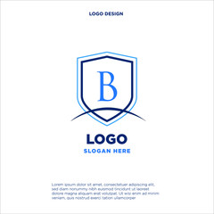 Initial letters B shield shape blue simple logo