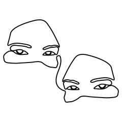 one line continuous drawing double face outline 3 hijab