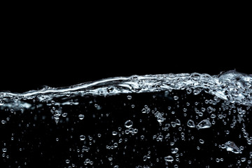 Surface fresh water splash with air bubble in abstract background and black and white tone