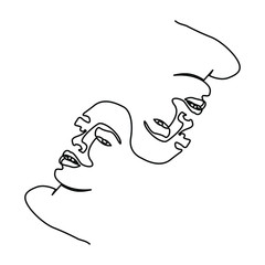 one line continuous drawing double face outline 1