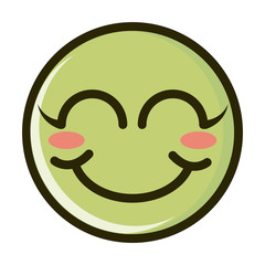 Obraz premium blush funny smiley emoticon face expression line and fill icon