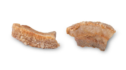 Isolated of crispy pork belly on white background with clipping path