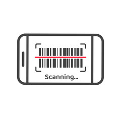Bar Code icon. Mobile phone icon being scanned. Bar Code to pay for the order.