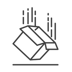Falling box icon. A box of parcels falling to the ground Concept of prevention of package breakage.