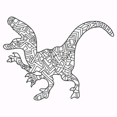 Fototapeta na wymiar dinosaur drawn with geometric figures for coloring, vector