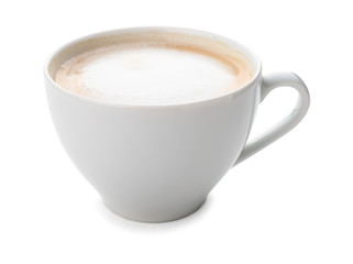Cup of coffee on white background