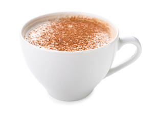 Cup of coffee on white background