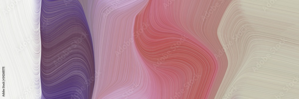 Poster abstract surreal designed horizontal header with rosy brown, antique white and old mauve colors. fluid curved lines with dynamic flowing waves and curves for poster or canvas