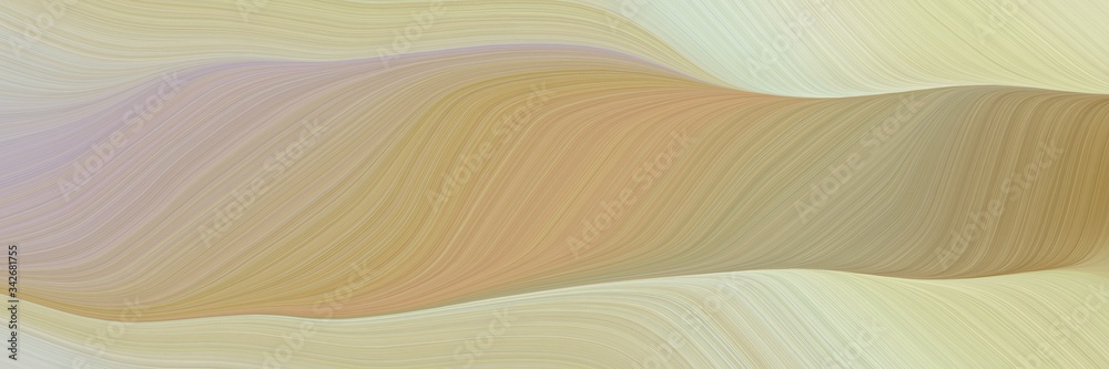 Poster abstract flowing designed horizontal banner with tan, tea green and peru colors. fluid curved flowin