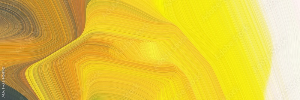 Poster abstract moving header with vivid orange, beige and dark olive green colors. fluid curved lines with dynamic flowing waves and curves for poster or canvas