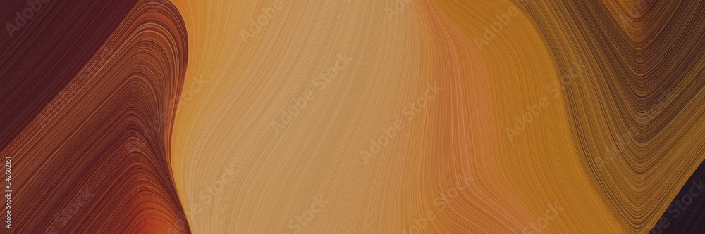 Poster abstract colorful designed horizontal header with bronze, peru and very dark pink colors. fluid curved flowing waves and curves for poster or canvas