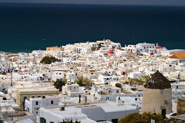 Fototapeta na wymiar Greece, Cyclades islands, Mykonos, general view of the main town.