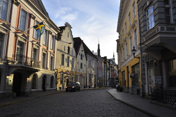 Naklejka na ściany i meble The streets of old Tallinn. Estonia.