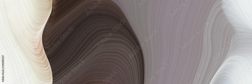 Aufkleber abstract artistic horizontal header with gray gray, very dark blue and beige colors. fluid curved lines with dynamic flowing waves and curves for poster or canvas