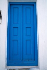 Greece, Mykonos island, blue door at Hora.