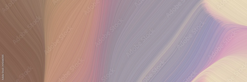 Poster abstract decorative horizontal banner with rosy brown, pastel brown and wheat colors. fluid curved l