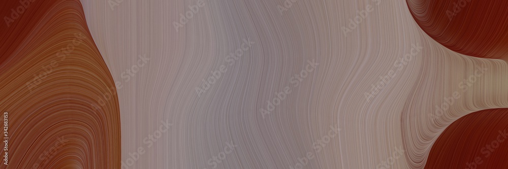Aufkleber abstract moving horizontal header with gray gray, chocolate and pastel brown colors. fluid curved lines with dynamic flowing waves and curves for poster or canvas
