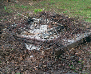 Abandoned extinct bonfire