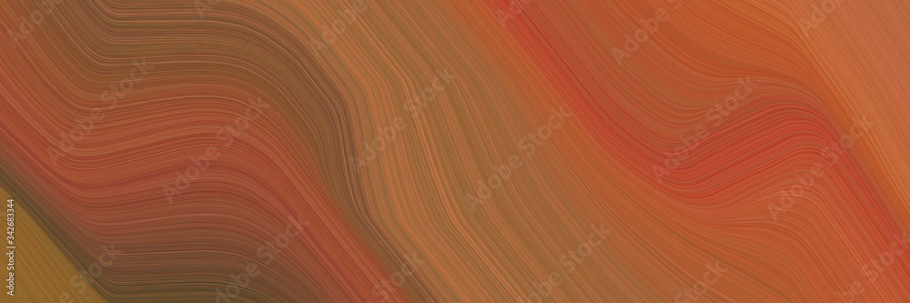 Poster abstract colorful designed horizontal banner with sienna, old mauve and brown colors. fluid curved lines with dynamic flowing waves and curves for poster or canvas