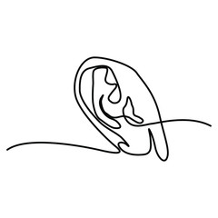 one line continuous drawing ear outline