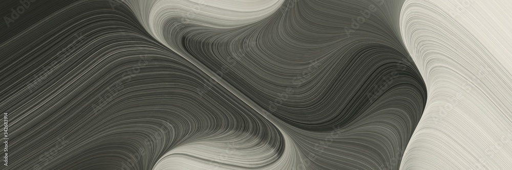 Poster abstract dynamic horizontal header with dark slate gray, pastel gray and gray gray colors. fluid curved lines with dynamic flowing waves and curves for poster or canvas