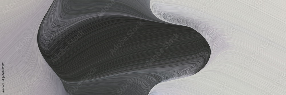Poster abstract flowing header with dark slate gray, silver and dim gray colors. fluid curved lines with dynamic flowing waves and curves for poster or canvas