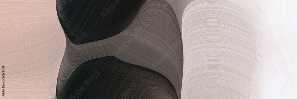 Poster abstract moving horizontal banner with very dark blue, pastel gray and dim gray colors. fluid curved