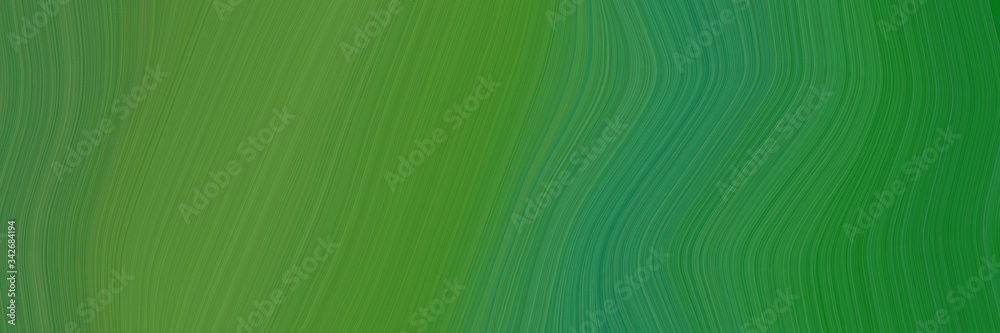 Poster abstract decorative banner design with sea green, dark olive green and forest green colors. fluid cu