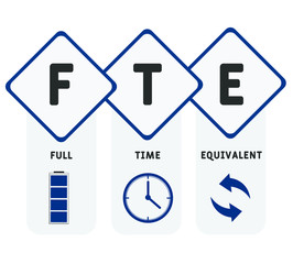 FTE - Full Time Equivalent acronym, business concept background. Vector illustration concept