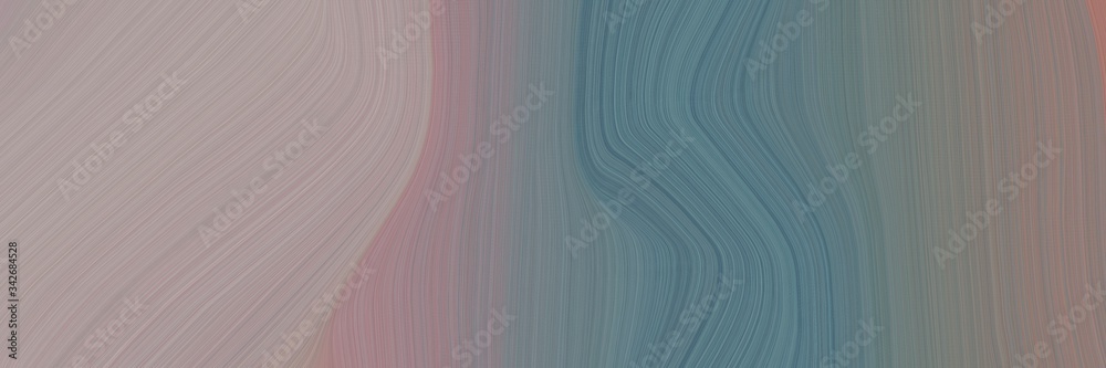 Poster abstract dynamic horizontal header with gray gray, teal blue and rosy brown colors. fluid curved lines with dynamic flowing waves and curves for poster or canvas