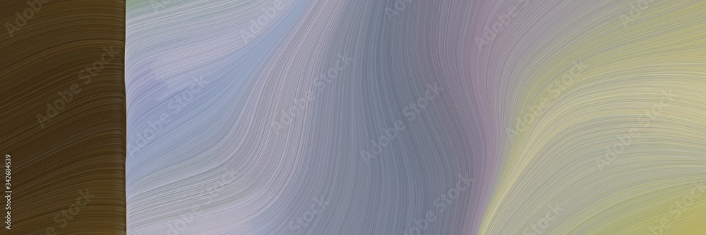 Poster abstract colorful designed horizontal banner with dark gray, very dark green and tan colors. fluid curved lines with dynamic flowing waves and curves for poster or canvas