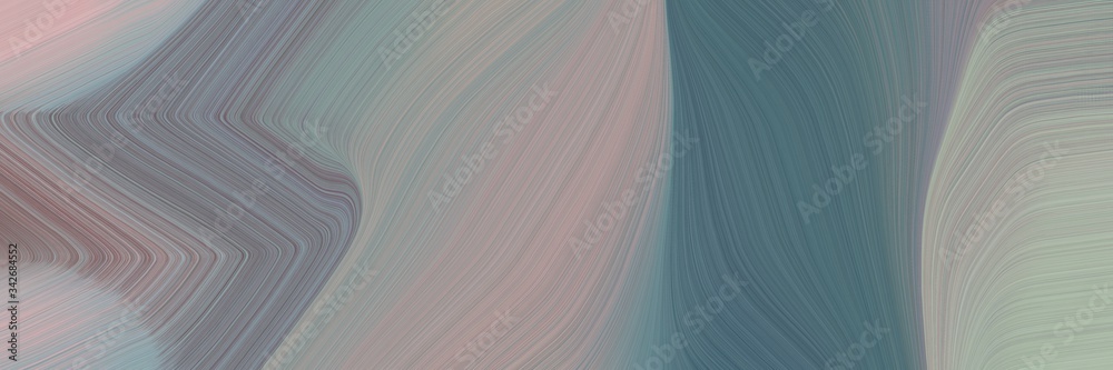 Poster abstract artistic horizontal header with light slate gray, dim gray and silver colors. fluid curved 