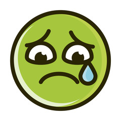sad tear funny smiley emoticon face expression line and fill icon