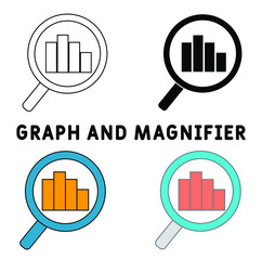 graph and magnifier icon set. for your web site design, logo, app, UI. Vector illustration, EPS10.