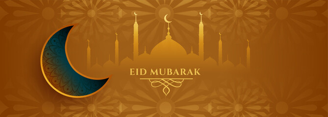 eid mubarak wishes banner in islamic style design