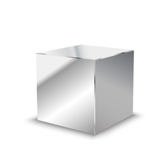 Blank glossy metal 3d cube on white