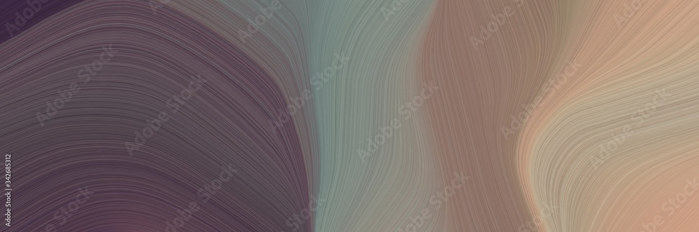 Poster abstract moving designed horizontal header with dim gray, old mauve and rosy brown colors. fluid curved flowing waves and curves for poster or canvas