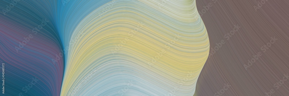 Poster abstract dynamic designed horizontal header with dim gray, tan and ash gray colors. fluid curved lines with dynamic flowing waves and curves for poster or canvas